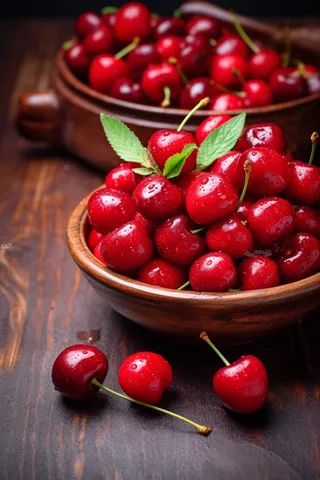 碗装车厘子樱桃水果摄影图