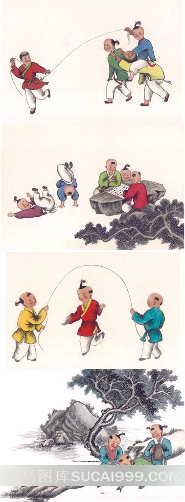 古典孩童绘画素材