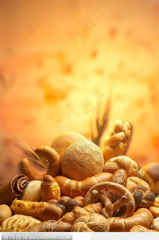 金黄色的各式面包图片素材