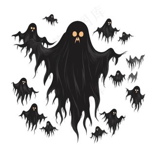 幽灵鬼怪万圣节恐怖插画免抠
