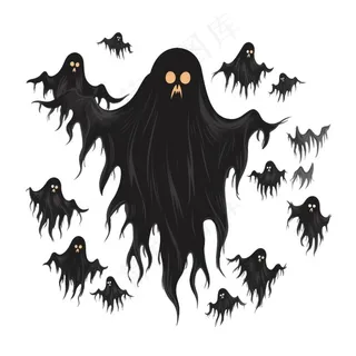 幽灵鬼怪万圣节恐怖插画免抠