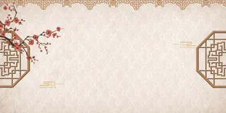 中国风传统水墨古风古典展板边框工笔画PS海报背景平面设计素材