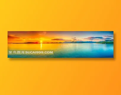 大海晚霞宽幅高清图片