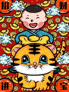 虎年中国风萌虎插画 虎年中国风萌虎插画