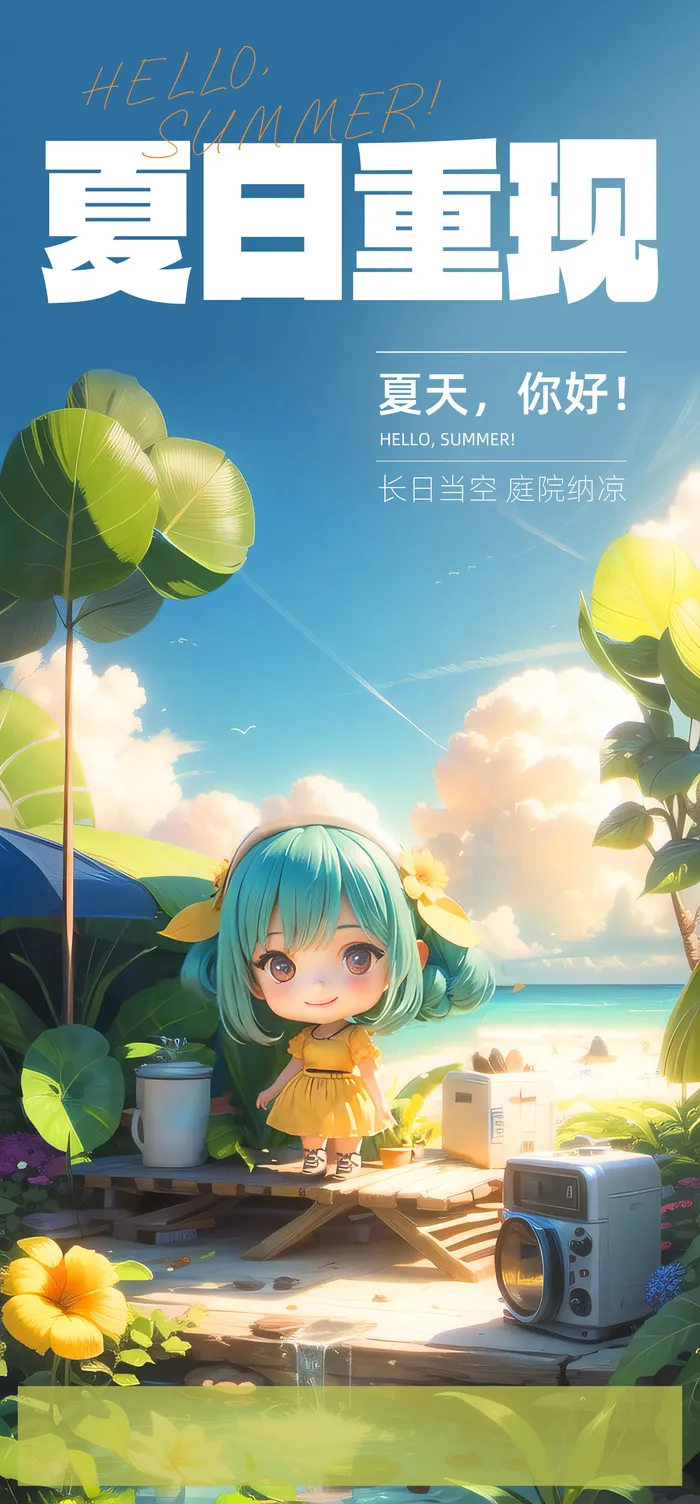 清凉夏季夏天促销创意海报