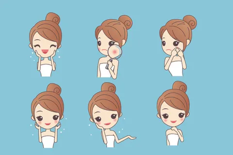 化妆品素材卡通版美容女孩