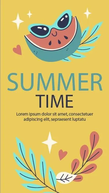 夏天手绘海报cdr矢量模版下载