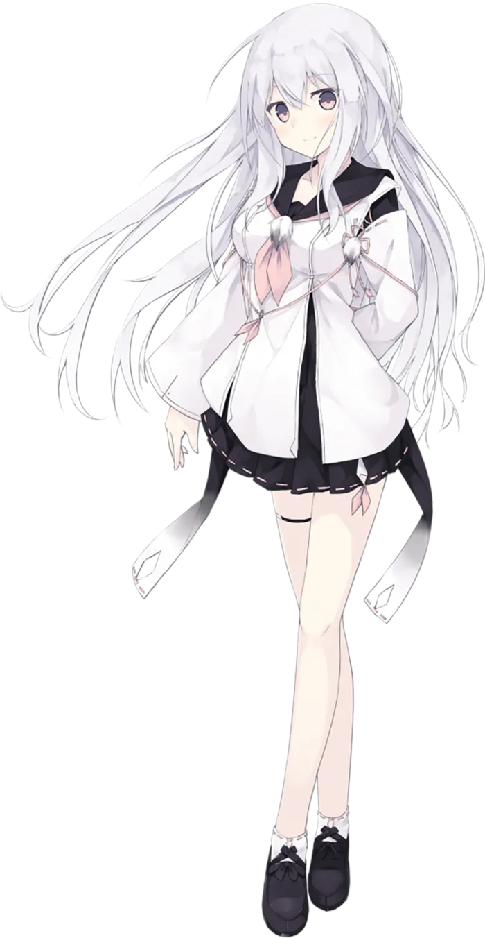 白色长发卡通女孩长发素材简笔