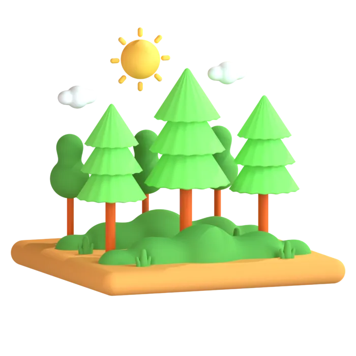 森林卡通自然图标3Dpng素材