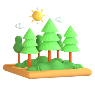 森林卡通自然图标3Dpng素材