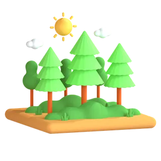 森林卡通自然图标3Dpng素材