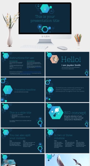 现代简约清新通用背景PPT模板预览图