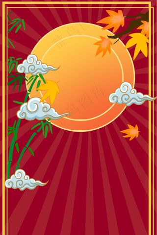 手绘红色国潮风背景中式海报