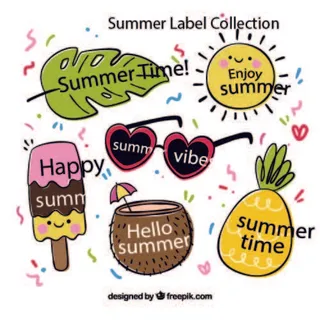 免抠彩绘夏季标签