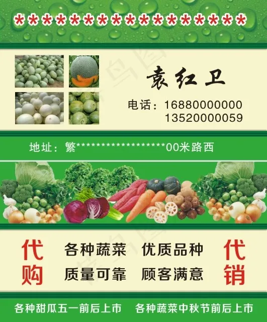 绿色瓜果名片cdr矢量模版下载