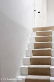 铺了咖啡色地毯的楼梯