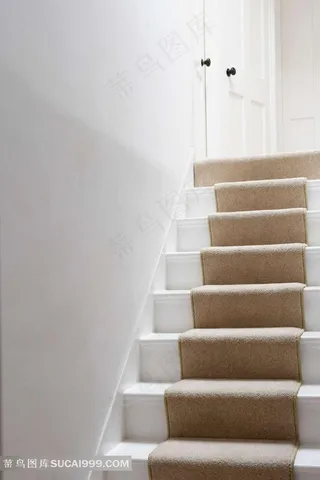 铺了咖啡色地毯的楼梯