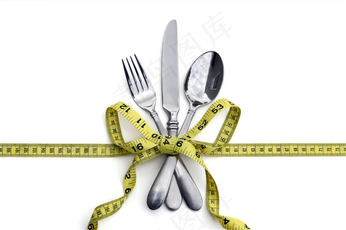 皮尺与餐具创意图片