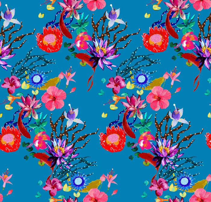 花卉唯美手绘花朵面料纹理手机壳布料面料印花服装矢量图案素材