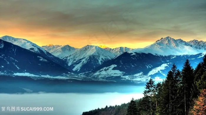 雪景湖畔风景画壁纸