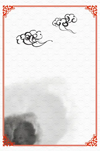 中国风传统水墨古风古典展板边框工笔画PS海报背景平面广告Ai设计素材