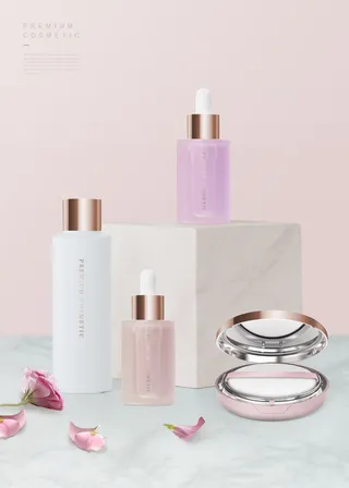 电商广告系美化妆品粉色海报