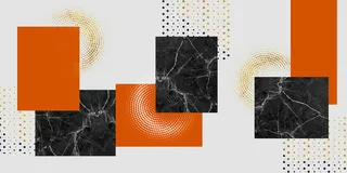 三联黑红大理石装饰画