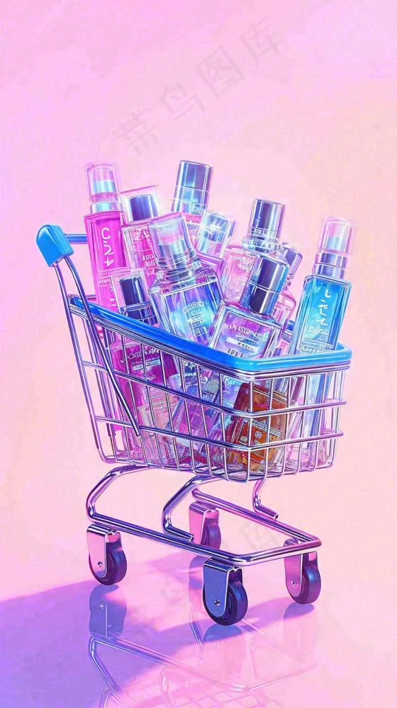 商品购物车电商美妆洗漱用品，彩色缤纷C4D(816x1456)