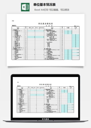 单位基本情况表excel模板