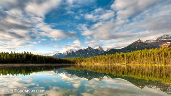 唯美蓝天白云湖畔美景壁纸