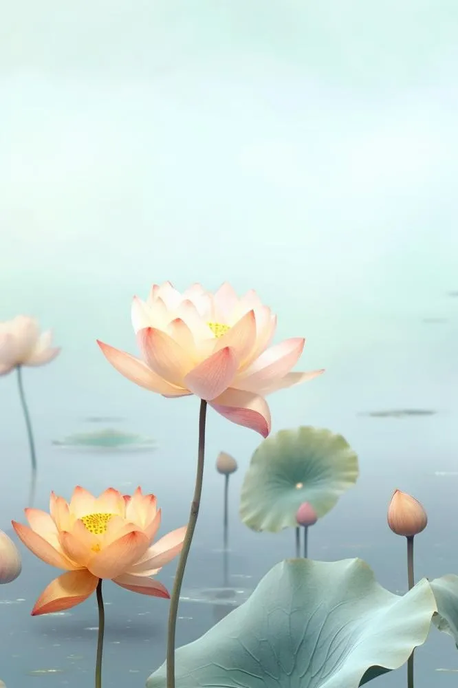 简约雾面荷花池塘节气背景(896x1344)