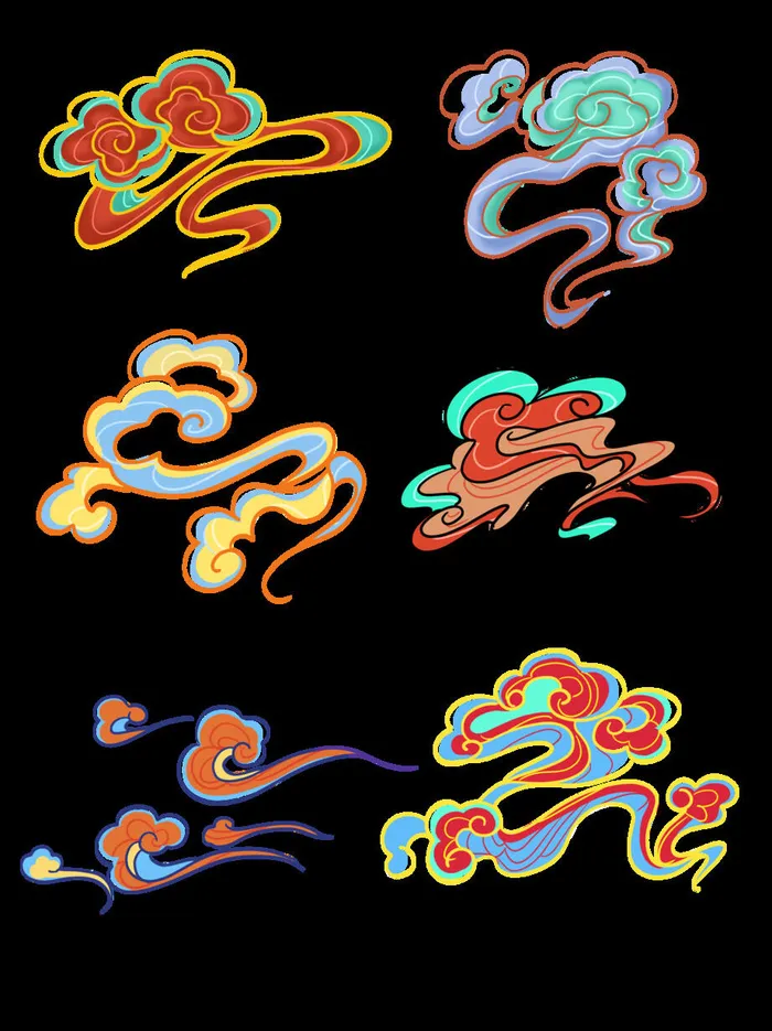 中国风中式国潮敦煌云纹祥云插画图案云朵云彩元素PSDAI设计素材psd模版下载