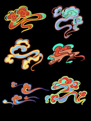 中国风中式国潮敦煌云纹祥云插画图案云朵云彩元素PSDAI设计素材