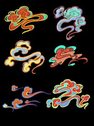 中国风中式国潮敦煌云纹祥云插画图案云朵云彩元素PSDAI设计素材