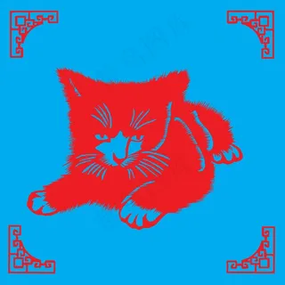 猫剪纸 剪纸风元素
