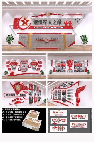 退役军人服务中心党建文化墙