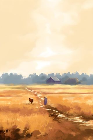 田园丰收手绘背景