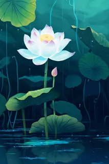 创意清新荷叶手绘背景