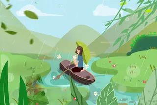 清新风清明节旅游踏青青团春天手绘插画春季海报psd设计素材背景