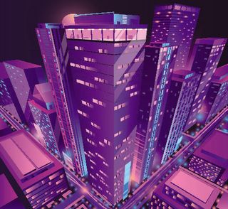 时尚潮流赛博朋克元宇宙虚拟城市夜景Banner海报背景AI矢量图素材