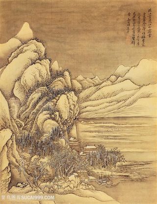 清代恽寿平临江贯道《江山霁雪》国画图片