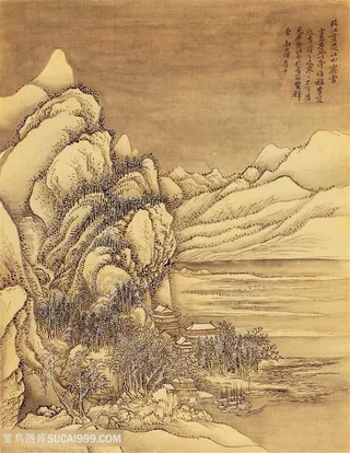 清代恽寿平临江贯道《江山霁雪》国画图片