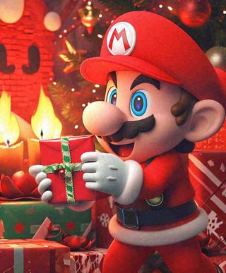 圣诞卡通马里奥，温馨快递员，3D