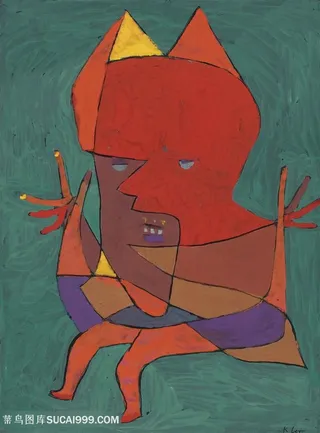 保罗克利手绘水彩鬼屋人物插画