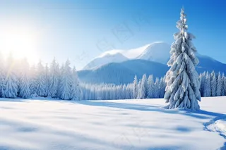 冬季雪景雾凇阳光高原摄影图