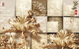 雕塑 荷叶 家和 背景墙