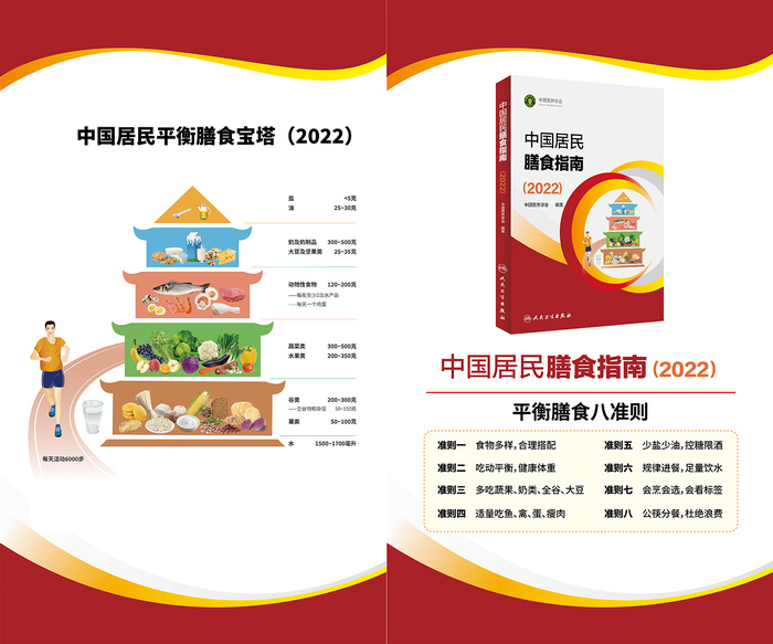 中国居民平衡膳食宝塔八准则单页卡片eps,ai矢量模版下载