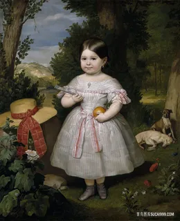 理贝拉油画-树林女孩高清风景画油画