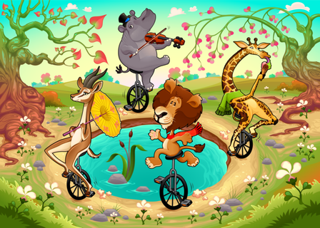 卡通动物杂技 卡通动物杂技