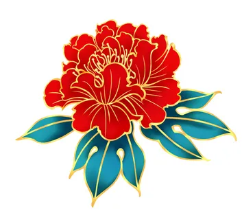 国潮风立体浮雕金边手绘花朵花卉PSD设计PNG免扣图片元素素材